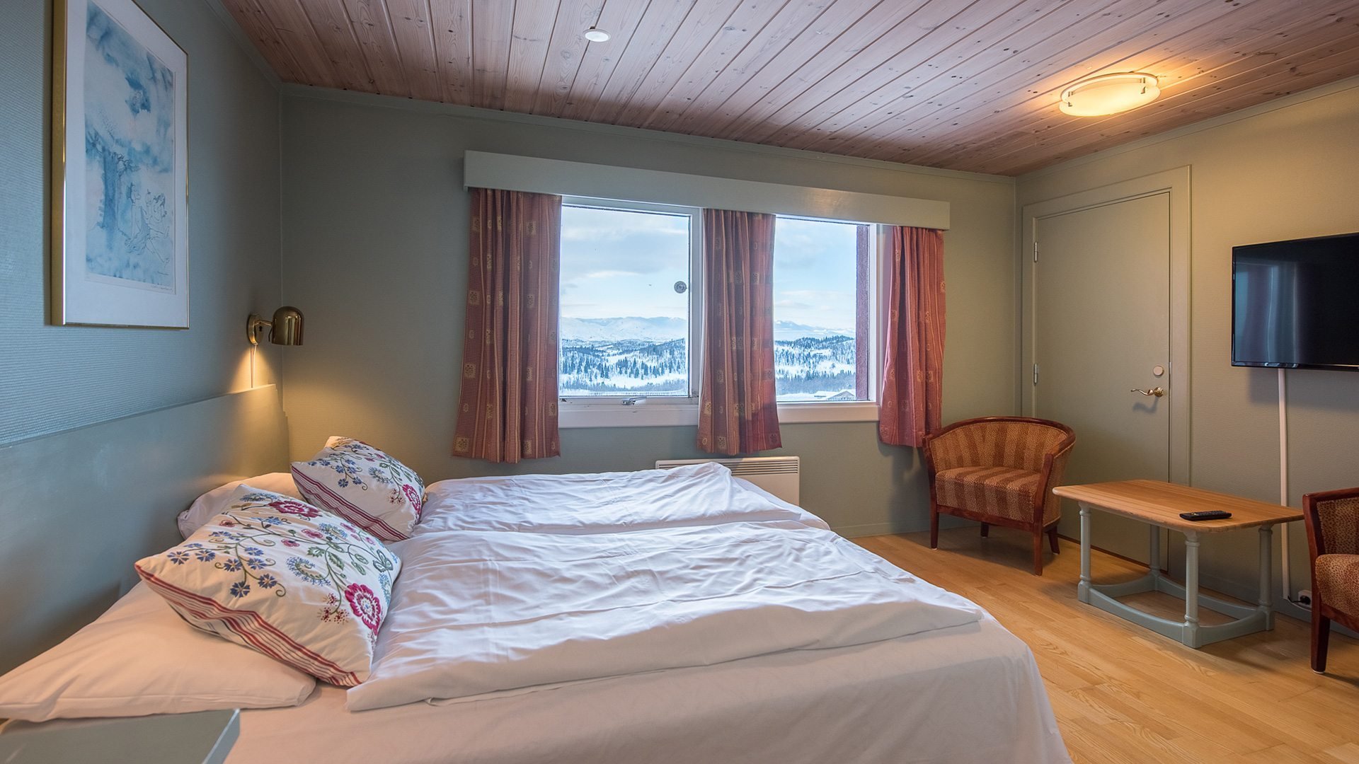 Dobbeltrom på Rauland Høgfjellshotell med panoramautsikt mot Hardangervidda