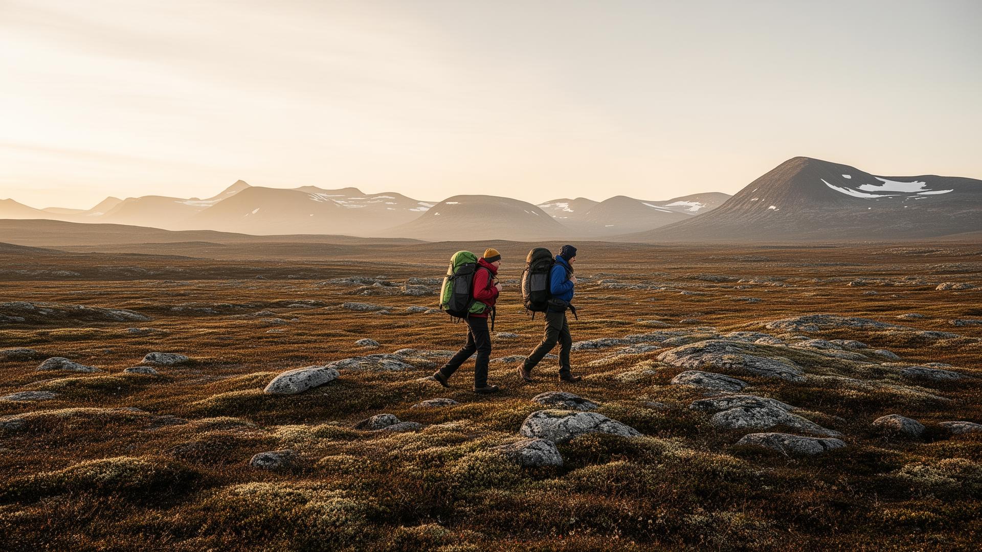 To vandrere på Hardangervidda nær Rauland Høgfjellshotell